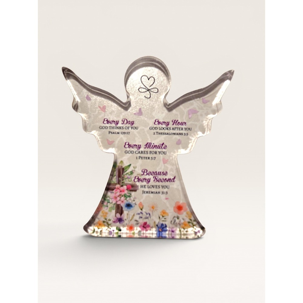 20pc Motivational Religious Acrylic Plaque Set Hearts Angels Butterfly Decor - Picture 4 of 6